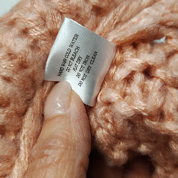 Favlux Knit Sweater Size Large Pink Balloon Sleeve V Neck Relaxed Fit - Picture 5 of 6